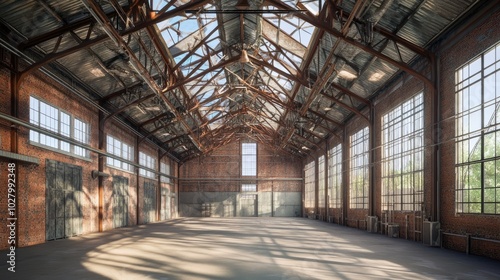 Spacious Industrial Warehouse with High Ceilings and Windows