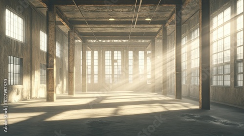 Sunlight Streams Through Abandoned Industrial Space