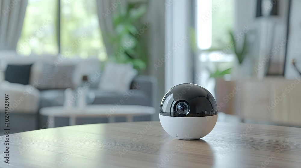 Modern Home Security Camera in Cozy Living Room Modern Home Security Camera in Cozy Living Room