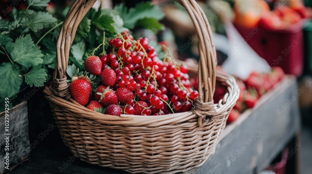 Fresh Berries in a Woven Basket Fresh Berries in a Woven Basket
