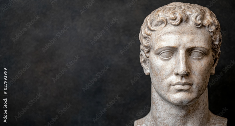 Antique marble bust of a man with curly hair Antique marble bust of a man with curly hair
