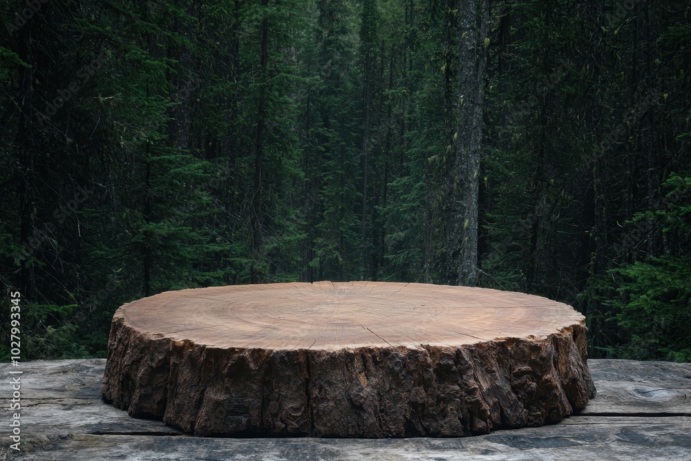 Fototapeta premium large tree stump in lush forest