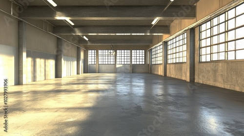 Spacious Industrial Interior with Natural Light