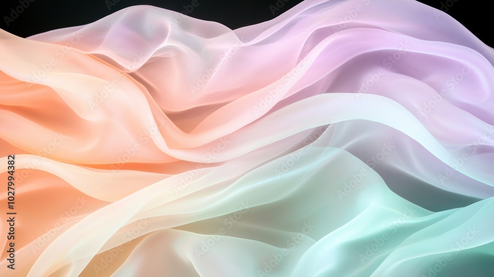 Fototapeta premium Soft pastel colored fabric flowing in the wind