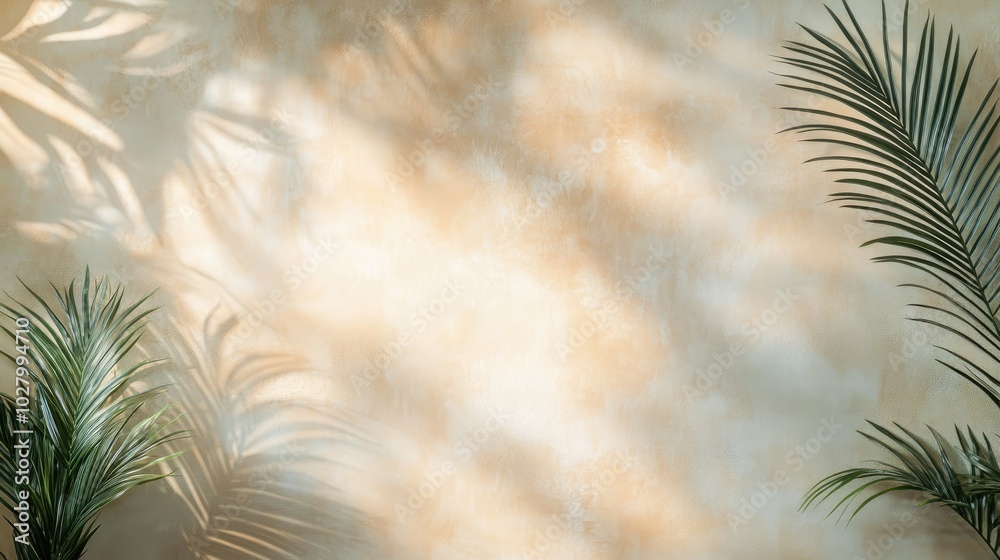 Serene Tropical Background with Leaf Shadows Serene Tropical Background with Leaf Shadows