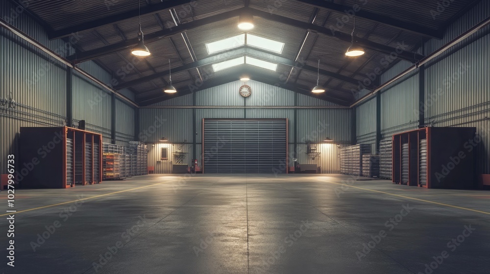 Industrial Warehouse Interior with Open Space Industrial Warehouse Interior with Open Space