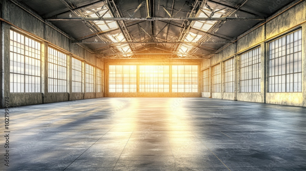 Spacious Sunlit Industrial Warehouse Interior Spacious Sunlit Industrial Warehouse Interior