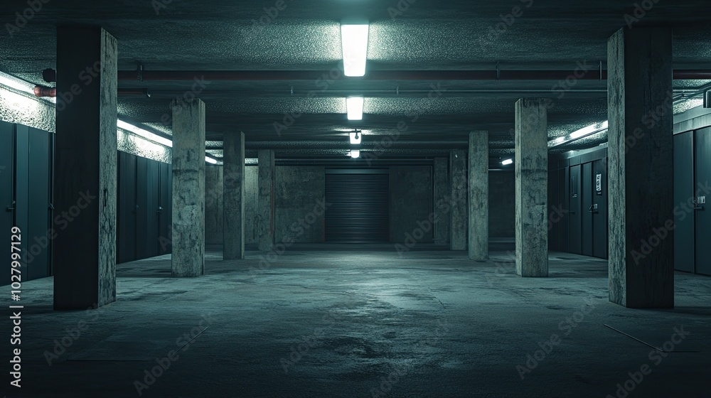 custom made wallpaper toronto digitalDimly Lit Underground Storage Space with Concrete Walls