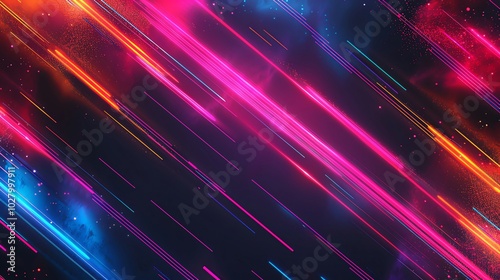 Futuristic neon lines Neon lines in festive colors creating a futuristic look with a blank area for text, perfect for modern and techinspired holiday greetings