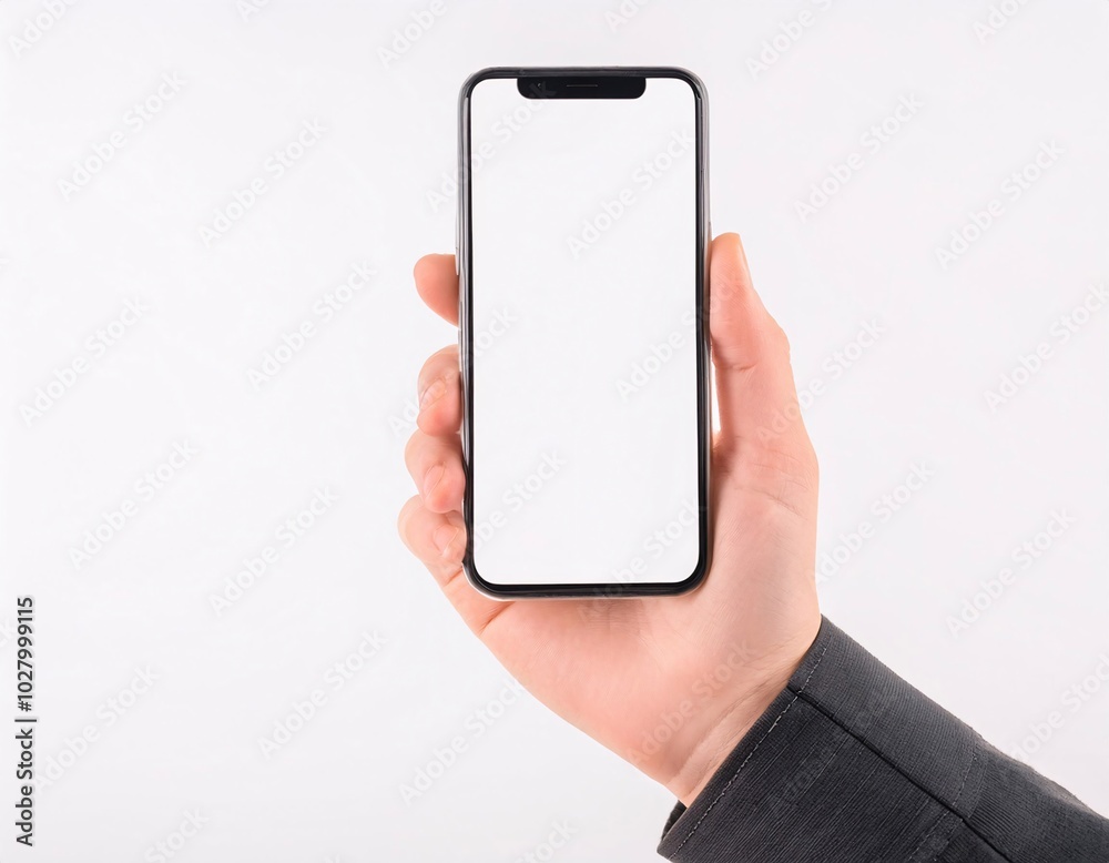 Human hand is holding and showing blank phone screen.generative ai Human hand is holding and showing blank phone screen.generative ai