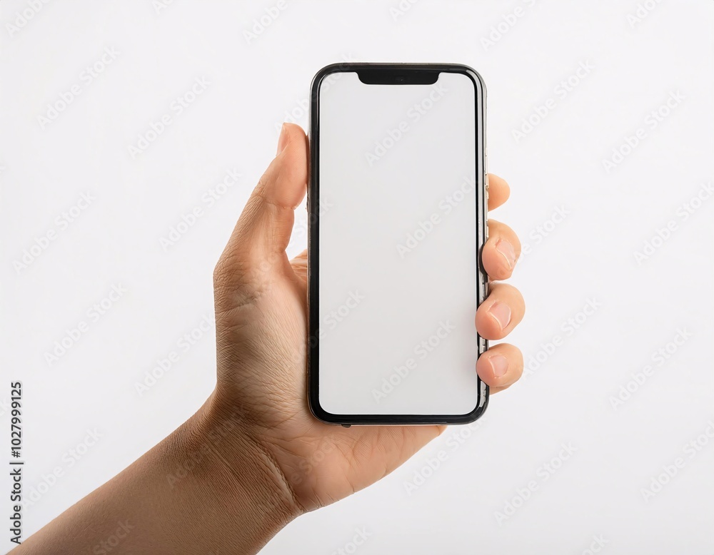 Human hand is holding and showing blank phone screen.generative ai Human hand is holding and showing blank phone screen.generative ai