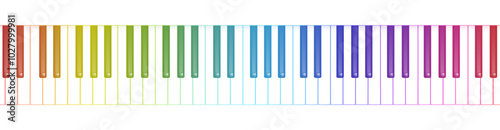 Piano keyboard seamless. Top view. Colored piano keys. Music instrument. Vector illustration EPS 10