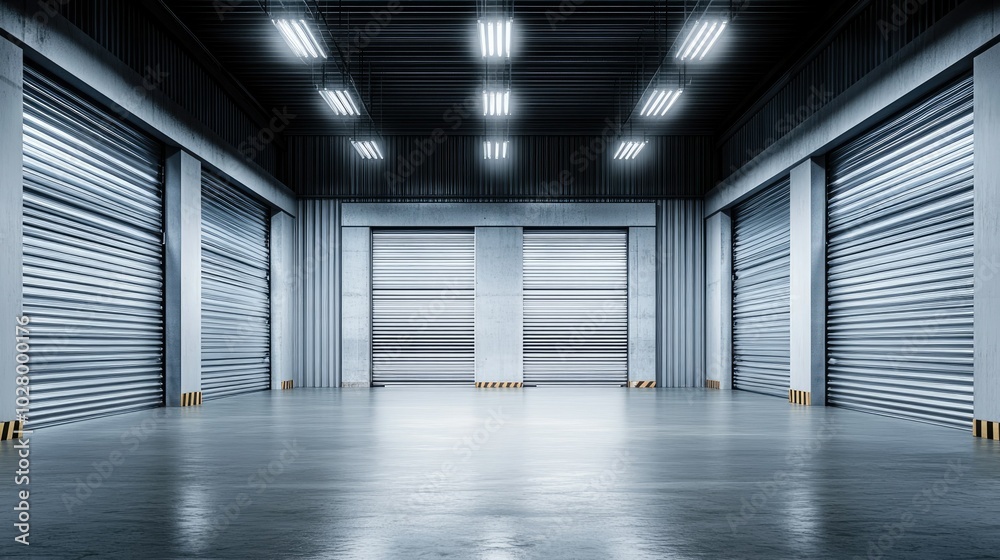 Modern Industrial Empty Garage Interior Space