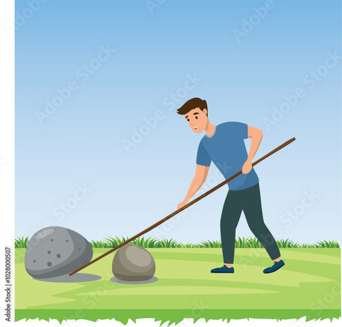 Using a stick as a lever is simple machines