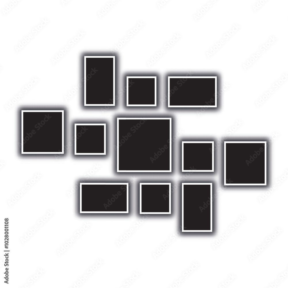 Photo frames. Blank photo collage template made of many parts. Eps 10