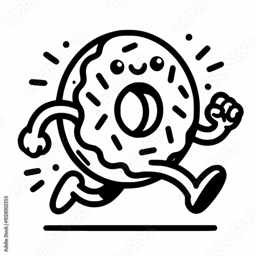 Wallpaper Mural Smiling sprinkled donut mascot running cartoon vector illustration  Torontodigital.ca