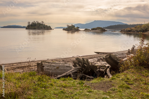 Ewing Cove Beach, Sucia Island Marine Park, Washington State. Emerald waters, forested trails, and sandstone formations have made Sucia Island a crown jewel among our state marine parks. photo