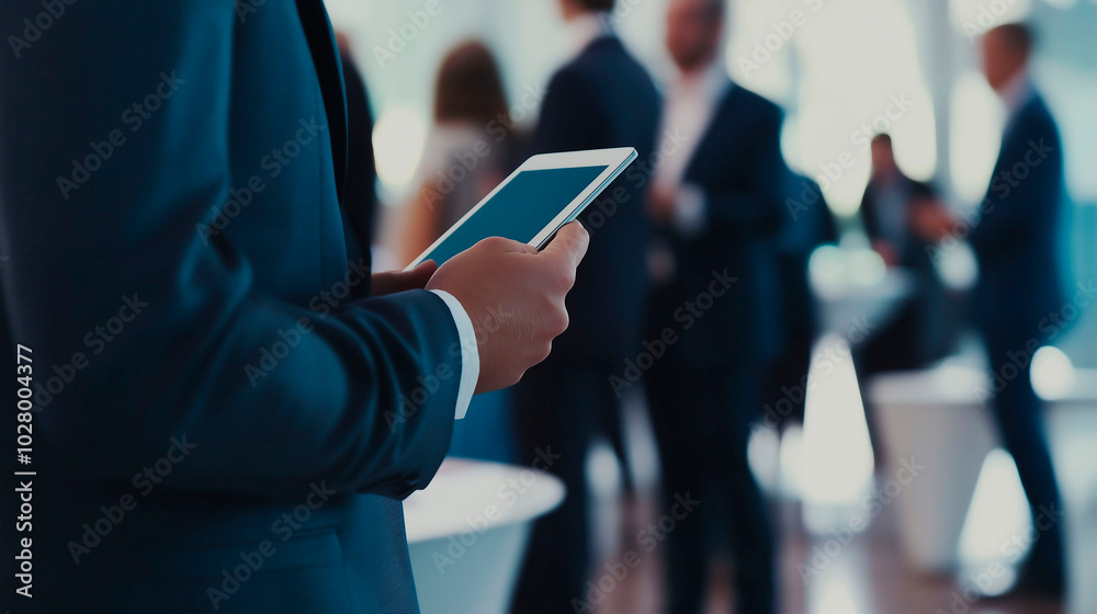 Close up of businessman hands, holding small digital tablet, in working day Close up of businessman hands, holding small digital tablet, in working day