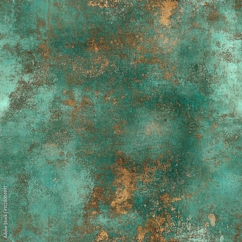 Photo of a seamless oxidized bronze texture, greenish patina, rough surface