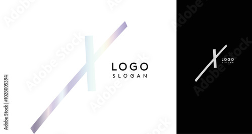 Shiny chromatic letter X, metallic monogram with shiny chrome iridescent gradient for streetwear fashion, music label, skate brand, urban art, graffiti-inspired products, modern tech company