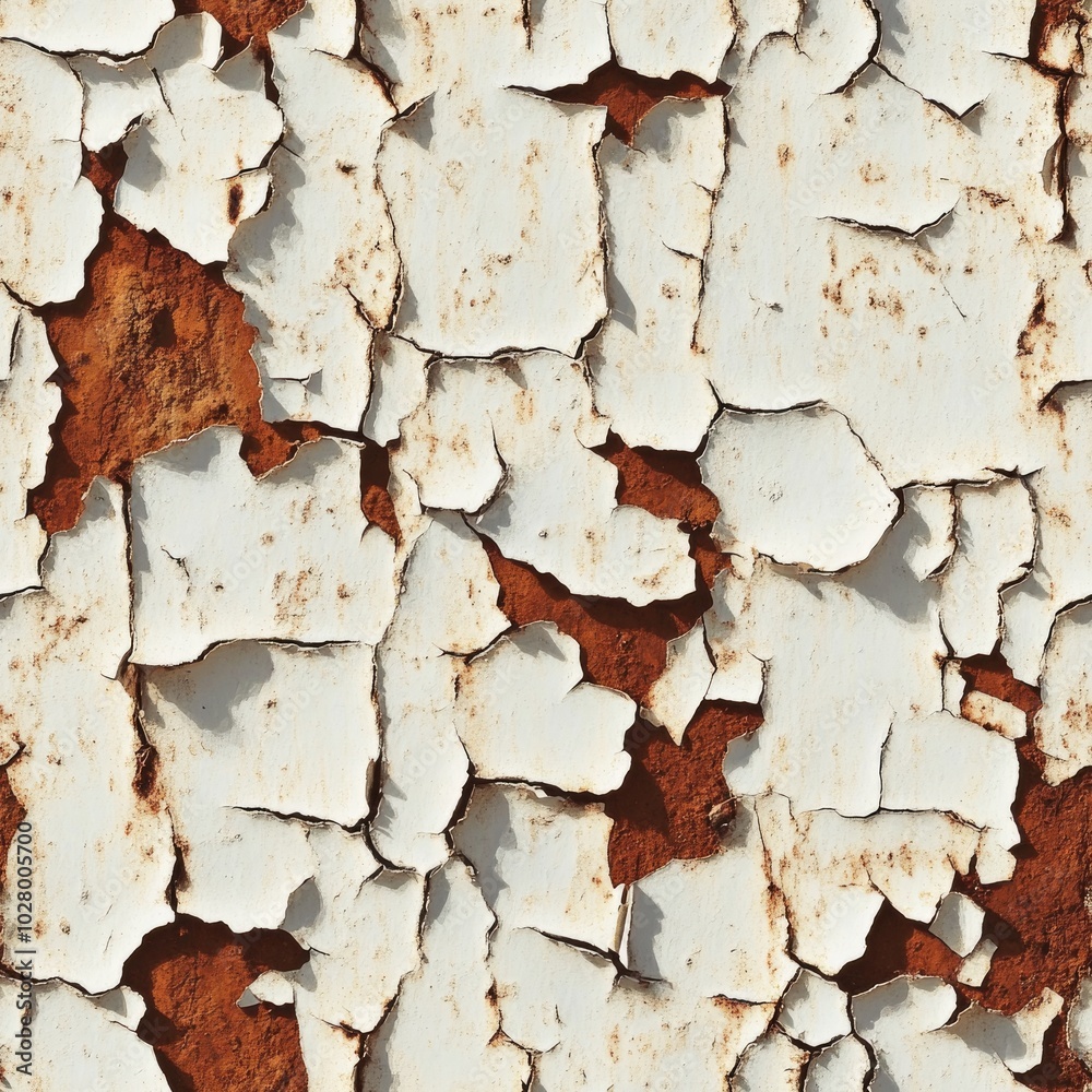 Photo of a seamless rusty metal texture with peeling white paint Photo of a seamless rusty metal texture with peeling white paint