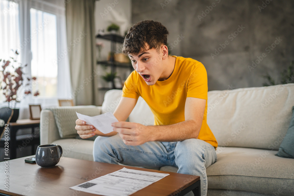 adult young man worried exhausted about expensive bills at home adult young man worried exhausted about expensive bills at home