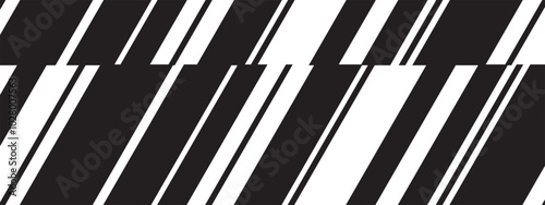 Diagonal black and white lines background. Oblique parallel stripes pattern. Stripy angled texture. Simple geometric print with slanted strips. Vector graphic illustration