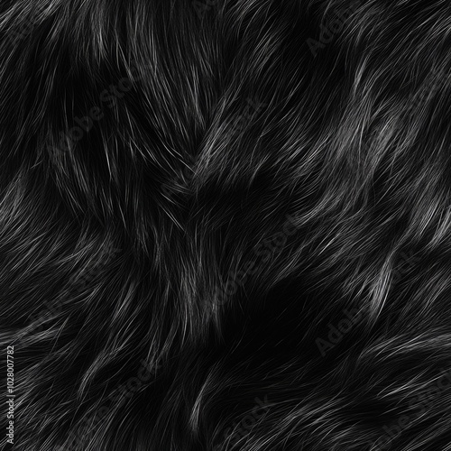 Photorealistic seamless texture of black cat fur