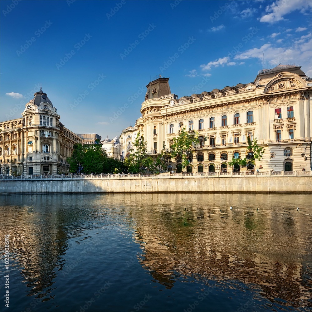 antique building view in old town bucharest city capital of romania and dambrovita river antique building view in old town bucharest city capital of romania and dambrovita river