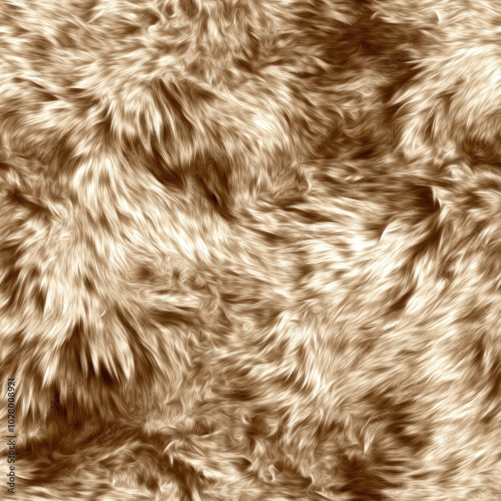 Photorealistic seamless texture of thick brown fur