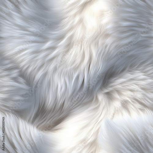 Photorealistic seamless texture of thick white fur