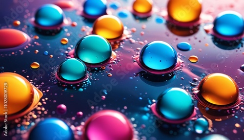 A radiant abstract wallpaper filled with colorful water bubbles and droplets, forming a beautiful and immersive pattern of shimmering liquid elements, Generative AI