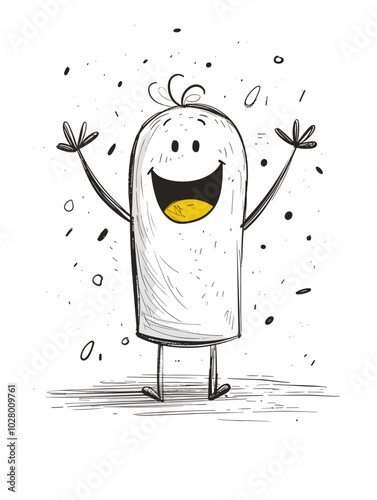 Vector illustration of a hand drawn doodle of a happy cartoon ghost