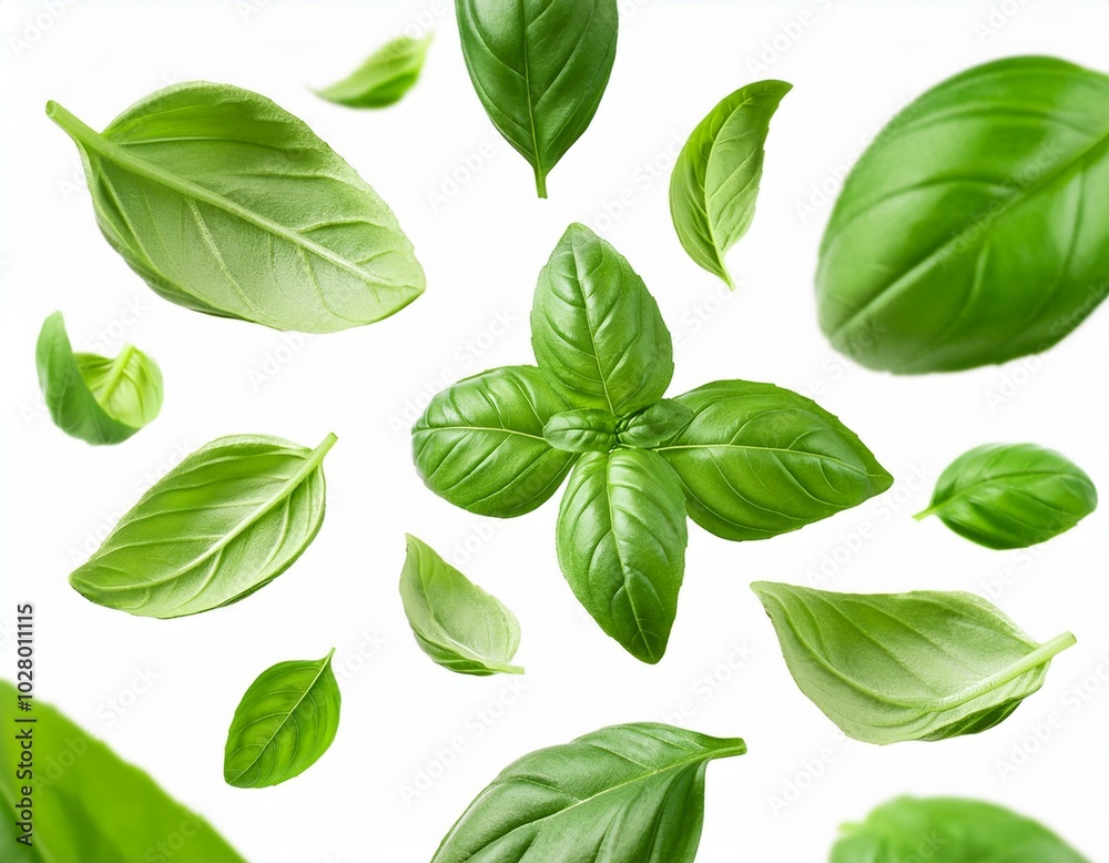 fresh green organic basil leaves flying isolated on white background with clipping path food levitation concept pattern ingredient spice for cooking creative layout with basil fresh green organic basil leaves flying isolated on white background with clipping path food levitation concept pattern ingredient spice for cooking creative layout with basil