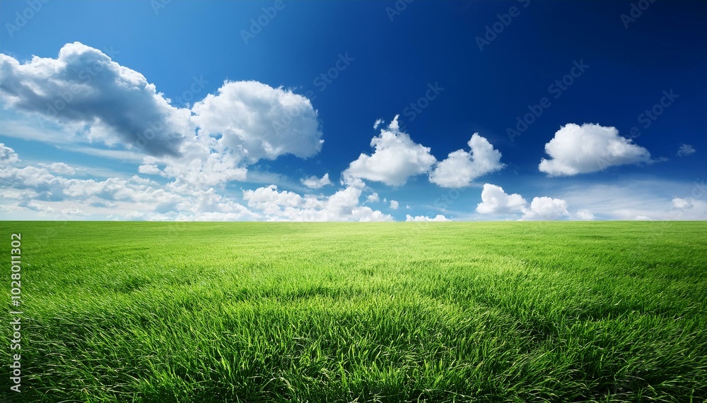 green grass and blue sky with white clouds green grass and blue sky with white clouds