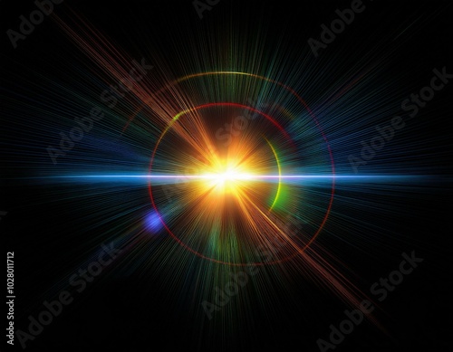 lens flare effect on black background abstract sun burst sunflare for screen mode using sunflares nature abstract rainbow colourful backdrop blinking sun burst lens flare optical rays
