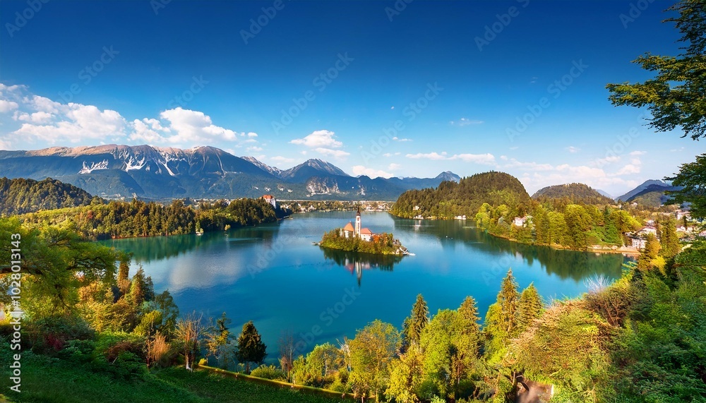 splendid sunny day view of popular tourist destination bled lake
