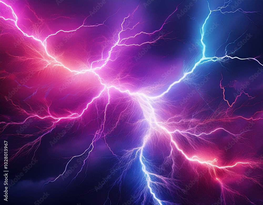 Fototapeta premium vibrant background with lightning bolts on violet colorful neon light electrical texture high energy voltage