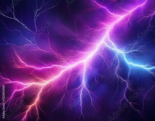 vibrant background with lightning bolts on violet colorful neon light electrical texture high energy voltage