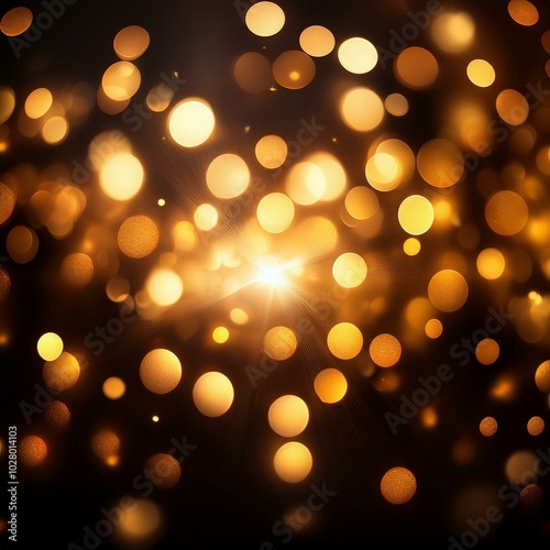 warm golden bokeh lights illuminate a dark backdrop creating an abstract pattern of soft glowing orbs ideal for backgrounds blurred shine bokeh for overlay effect
