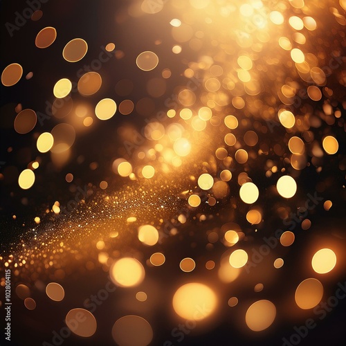 warm golden bokeh lights illuminate a dark backdrop creating an abstract pattern of soft glowing orbs ideal for backgrounds blurred shine bokeh for overlay effect
