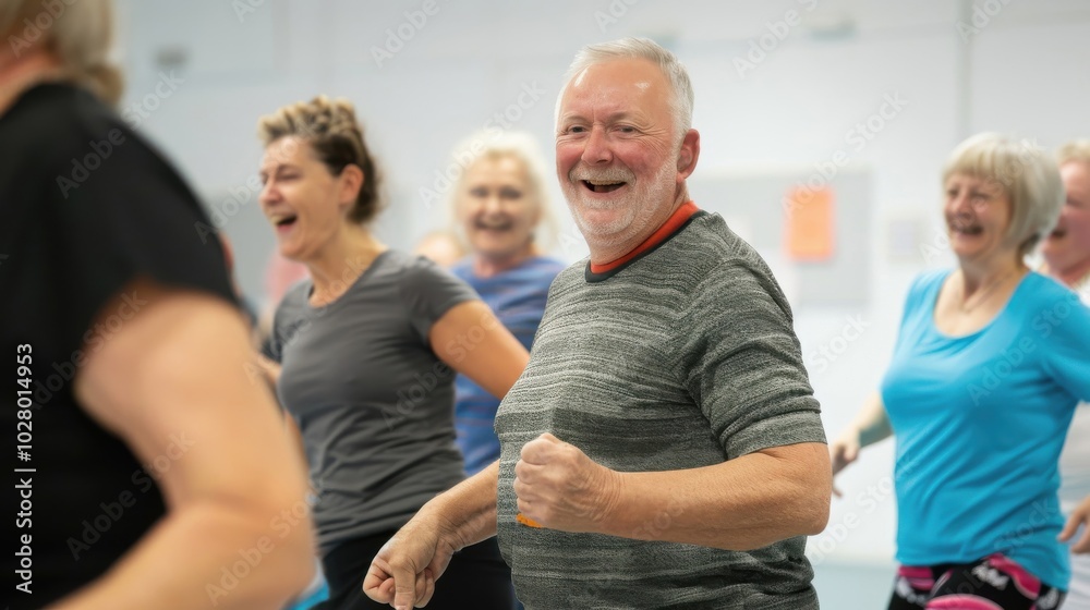Seniors engage in group exercises with enthusiasm, proving that physical fitness can be fun and rewarding at any age. Seniors engage in group exercises with enthusiasm, proving that physical fitness can be fun and rewarding at any age.