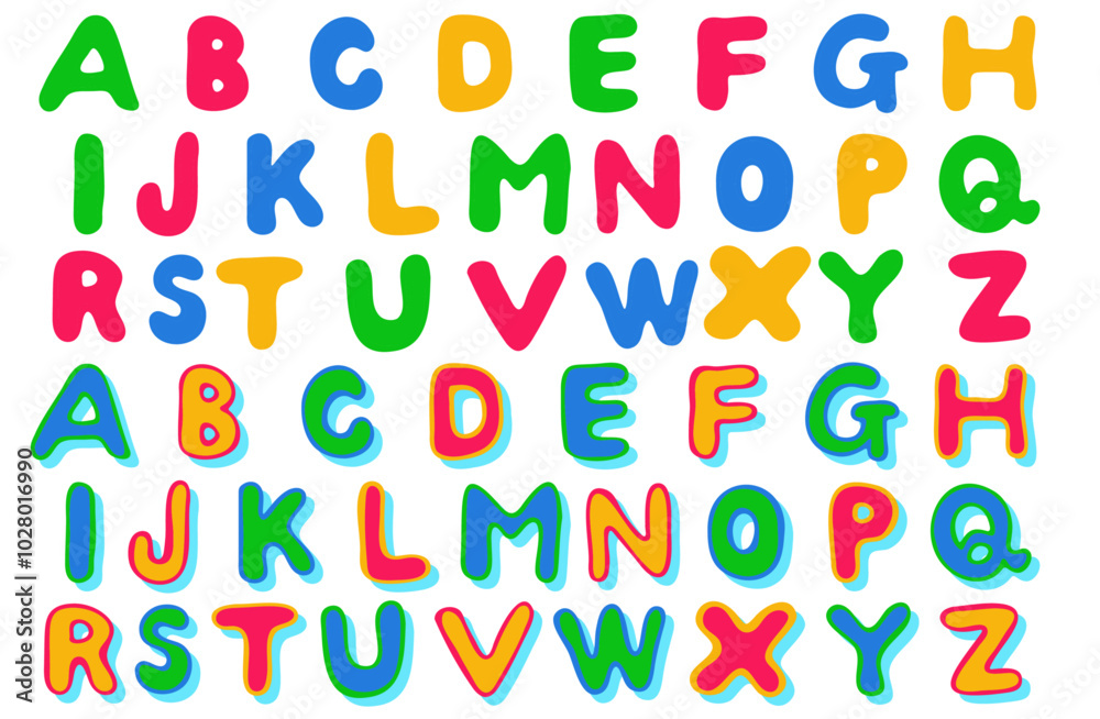 Fototapeta premium Colorful text material and alphabet capital letter set