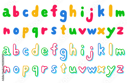 Colorful character material and alphabet lowercase letter set