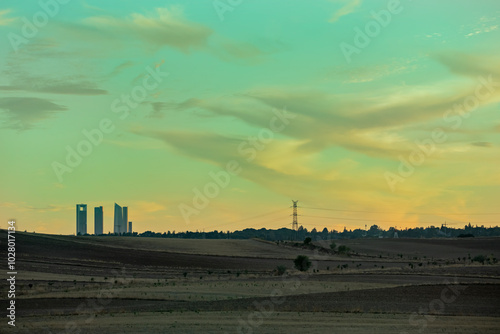 They are the tallest buildings in Spain. Each one is over 200 metres high, making them a landmark on the Madrid skyline photo