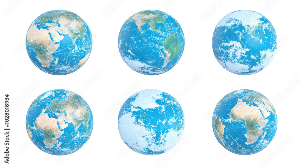 Set of Green Planet Earth Models Isolated Against a Clean Background Generative AI Set of Green Planet Earth Models Isolated Against a Clean Background Generative AI