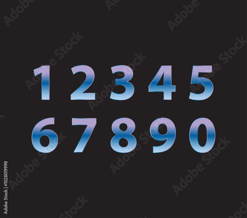 number zero to nine gradient pink and blue