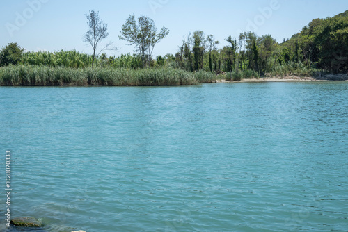 The mouth of the river Acheron at Ammoudia village, Epirus, Greece photo