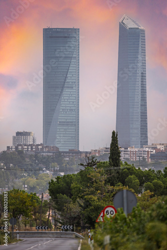 These four towers are an indisputable symbol of the modernity and architectural development of the city of Madrid photo