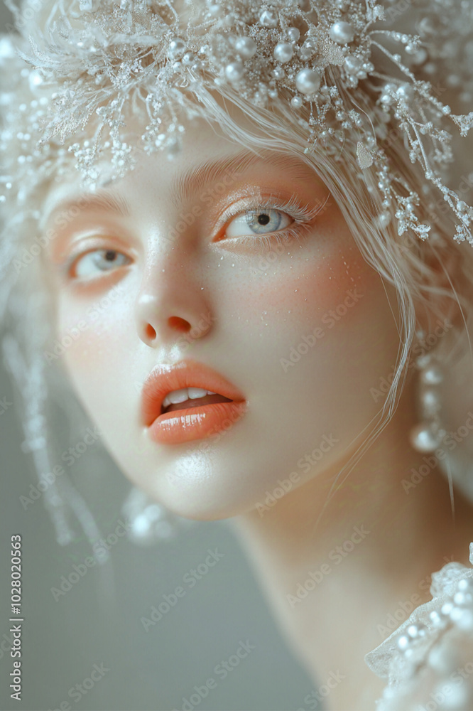 a beautiful model portrait with blanched face style makeup of the 1920s a beautiful model portrait with blanched face style makeup of the 1920s